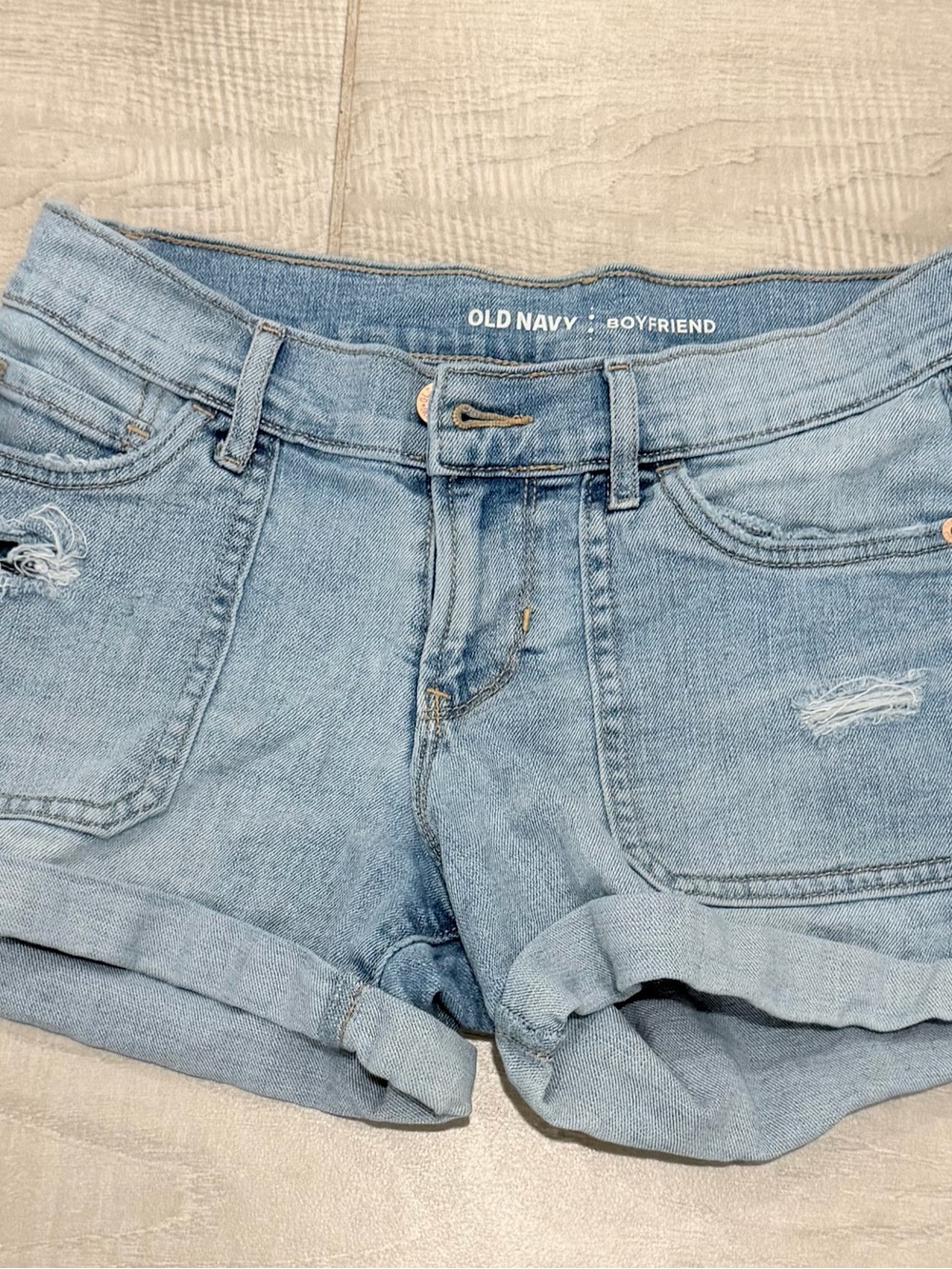 Old Navy Light Wash Boyfriend Denim Roll-Cuff Shorts